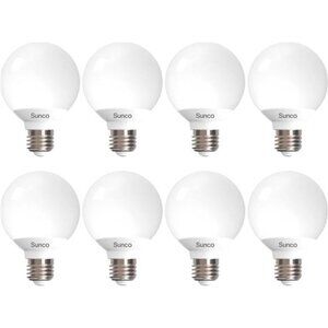8 Pack Vanity Globe Light Bulbs G25 LED for Indoor Bathroom Mirror Living Area